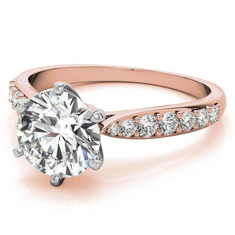 Round Brilliant Moissanite Tapered Cathedral Engagement Ring