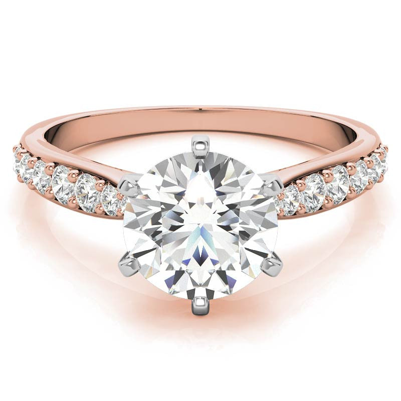 Round Brilliant Moissanite Tapered Cathedral Engagement Ring
