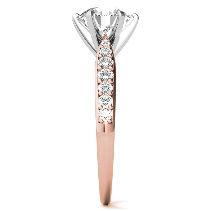 Round Brilliant Moissanite Tapered Cathedral Engagement Ring