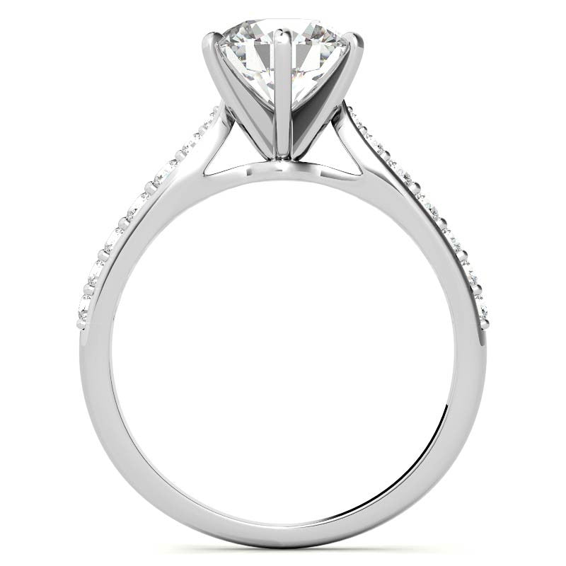 Round Brilliant Moissanite Tapered Cathedral Engagement Ring