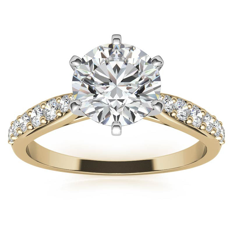 Round Brilliant Moissanite Tapered Cathedral Engagement Ring