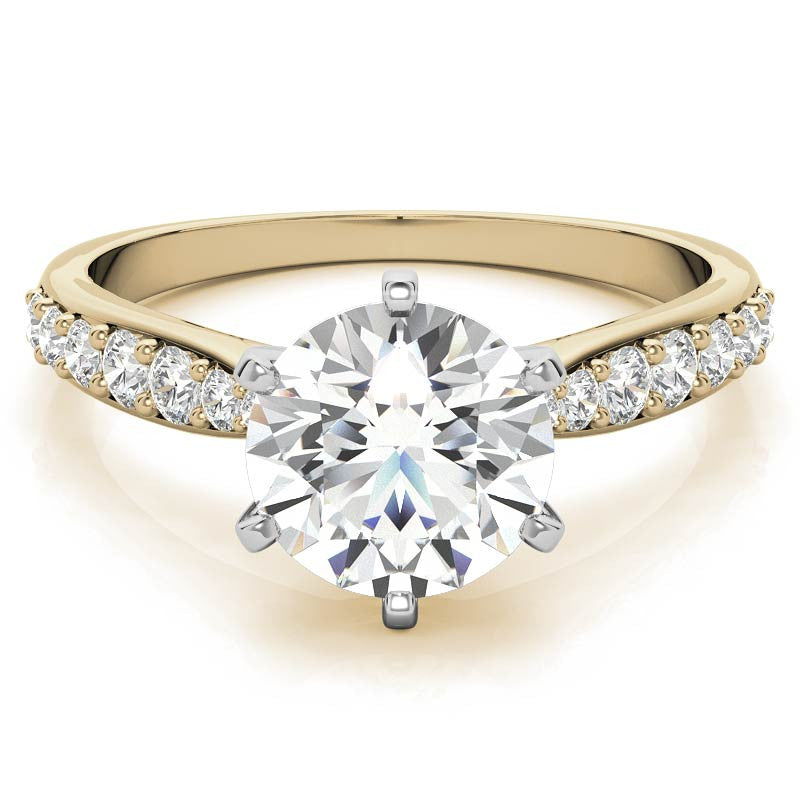 Round Brilliant Moissanite Tapered Cathedral Engagement Ring