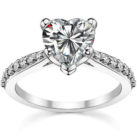 Round Brilliant Moissanite Tapered Cathedral Engagement Ring, 0.21ct