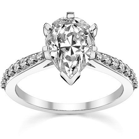 Round Brilliant Moissanite Tapered Cathedral Engagement Ring, 0.21ct