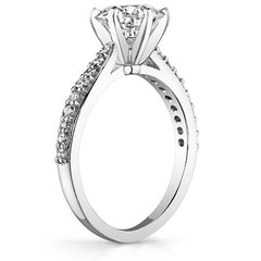 Round Brilliant Moissanite Tapered Cathedral Engagement Ring, 0.21ct