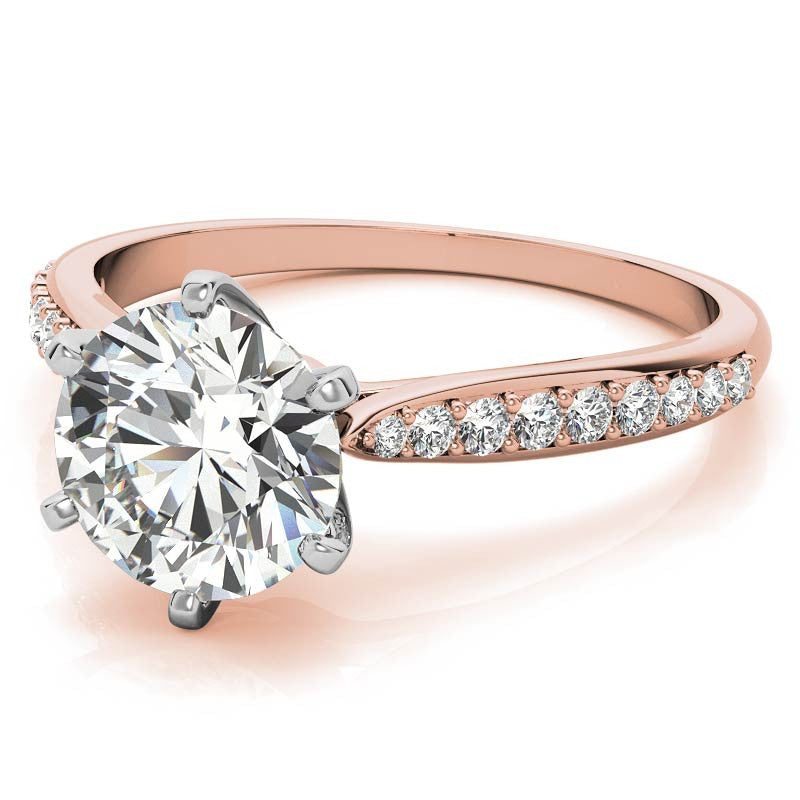 Round Brilliant Moissanite Tapered Cathedral Engagement Ring, 0.21ct