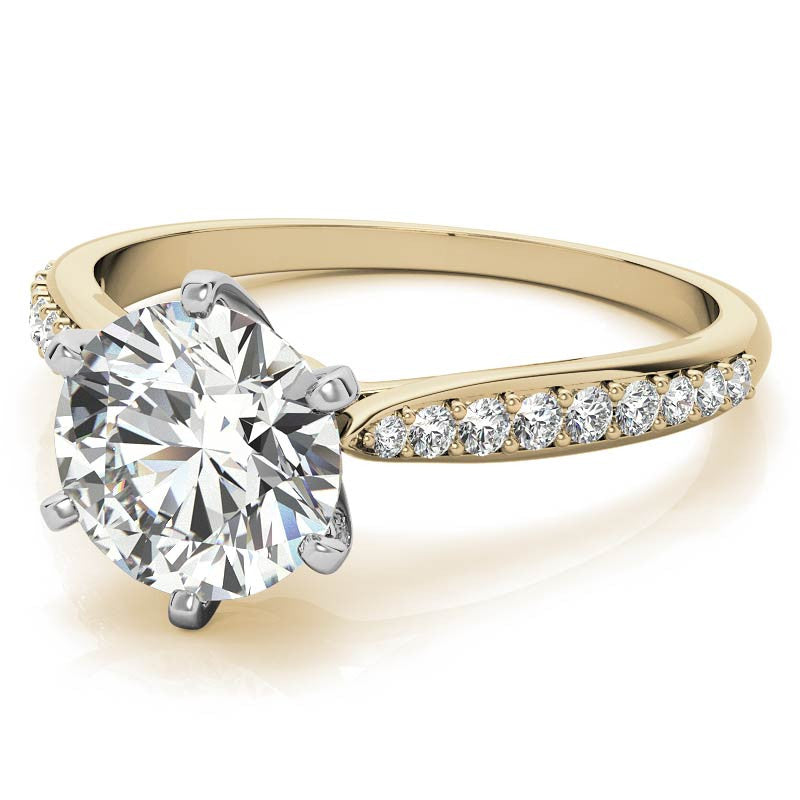 Round Brilliant Moissanite Tapered Cathedral Engagement Ring, 0.21ct
