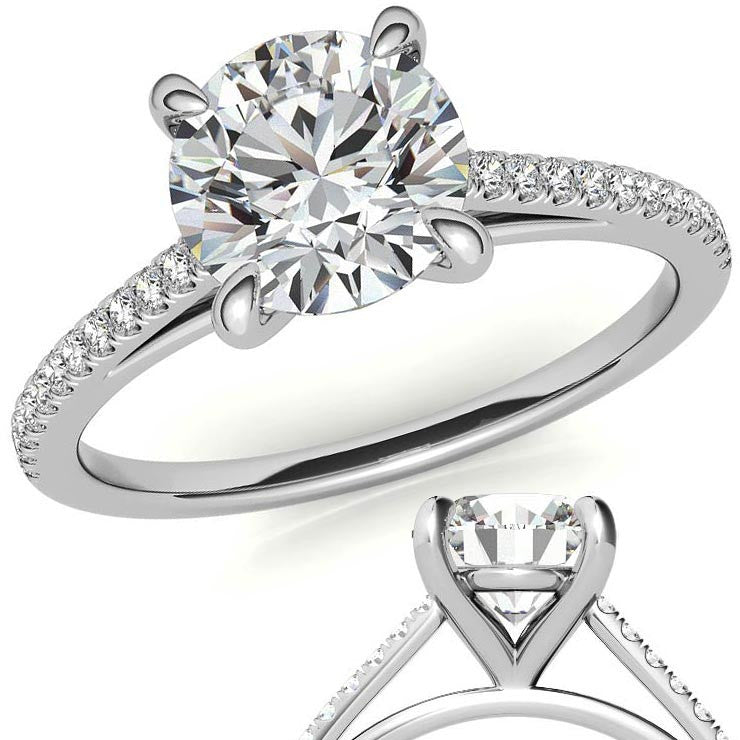 Round Petite Cathedral Moissanite Engagement Ring