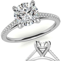 Round Petite Cathedral Moissanite Engagement Ring
