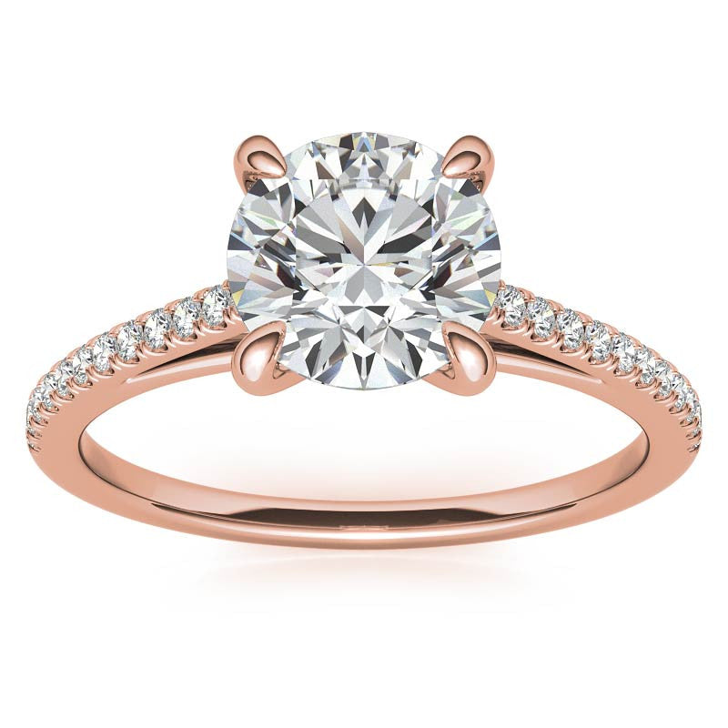 Round Petite Cathedral Moissanite Engagement Ring