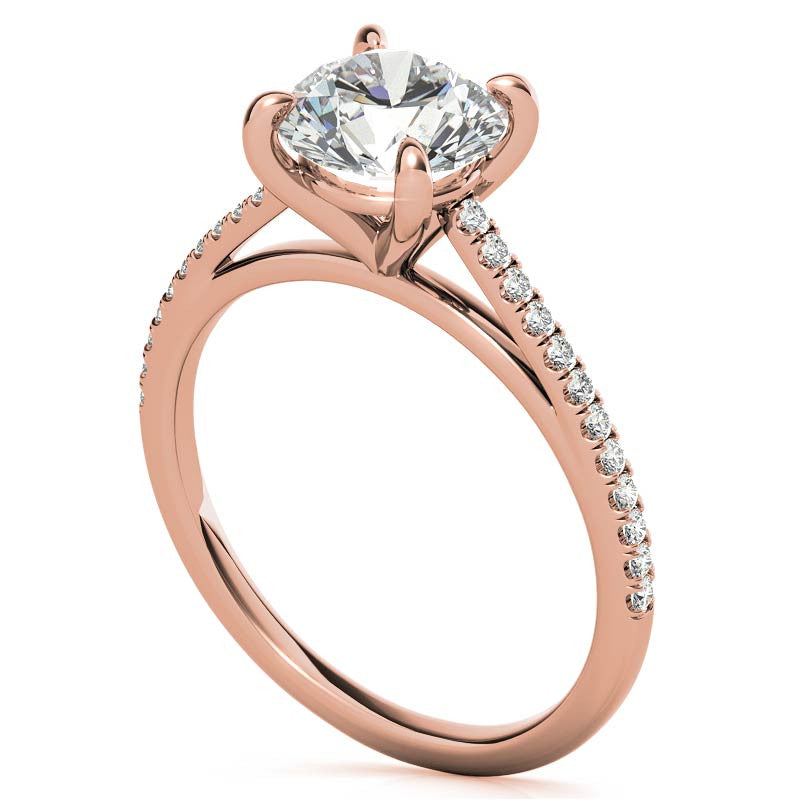 Round Petite Cathedral Moissanite Engagement Ring