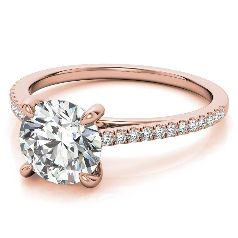 Round Petite Cathedral Moissanite Engagement Ring