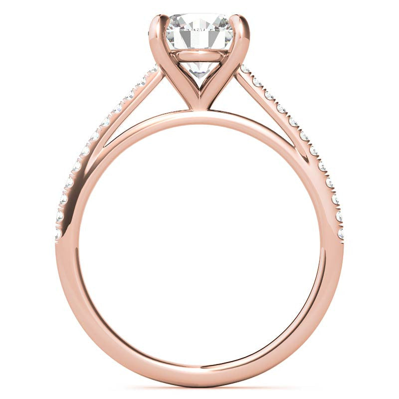 Round Petite Cathedral Moissanite Engagement Ring