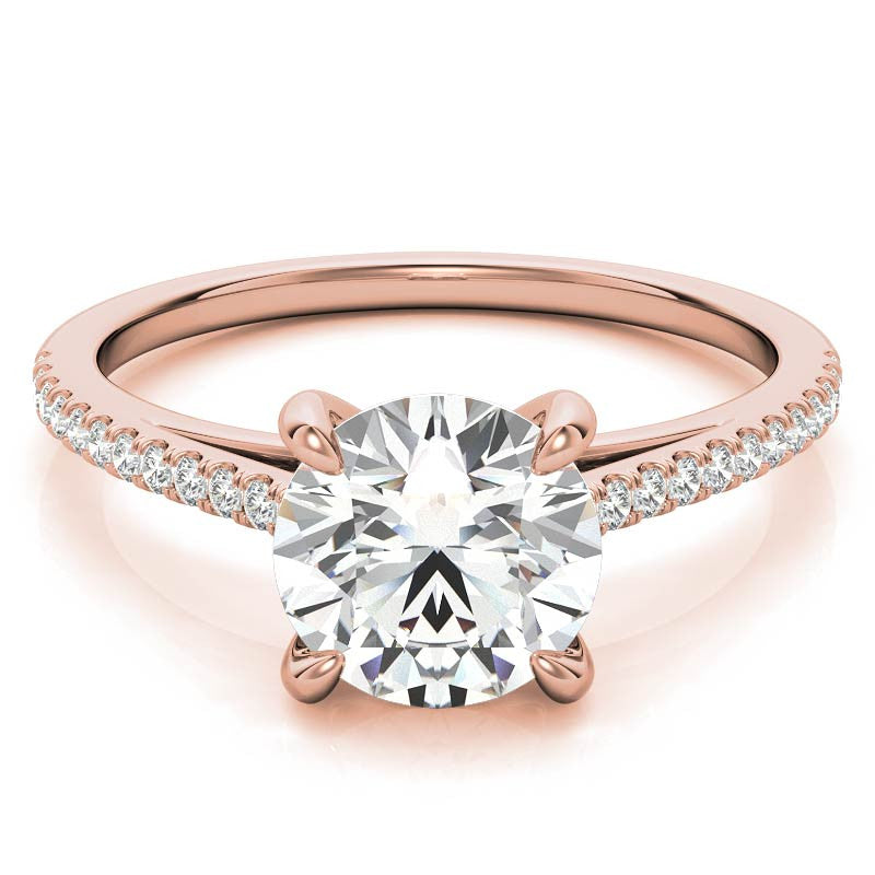 Round Petite Cathedral Moissanite Engagement Ring