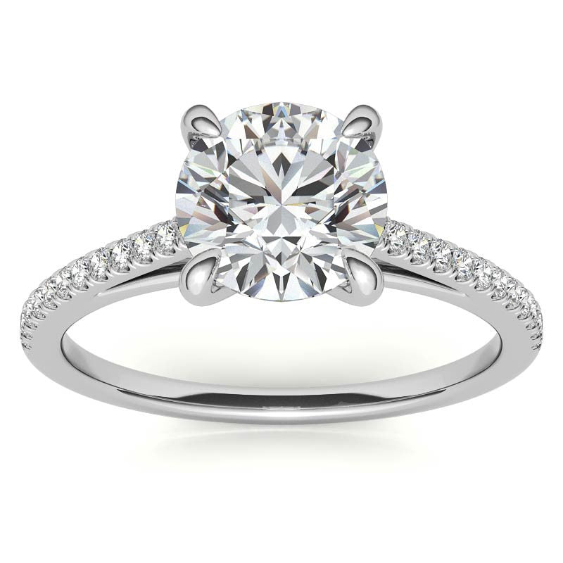 Round Petite Cathedral Moissanite Engagement Ring