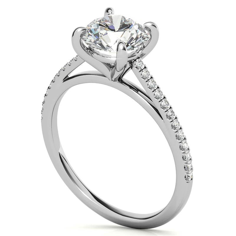 Round Petite Cathedral Moissanite Engagement Ring
