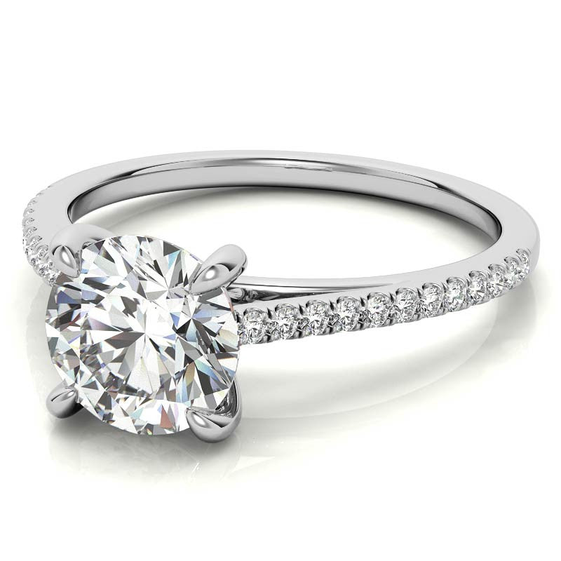 Round Petite Cathedral Moissanite Engagement Ring