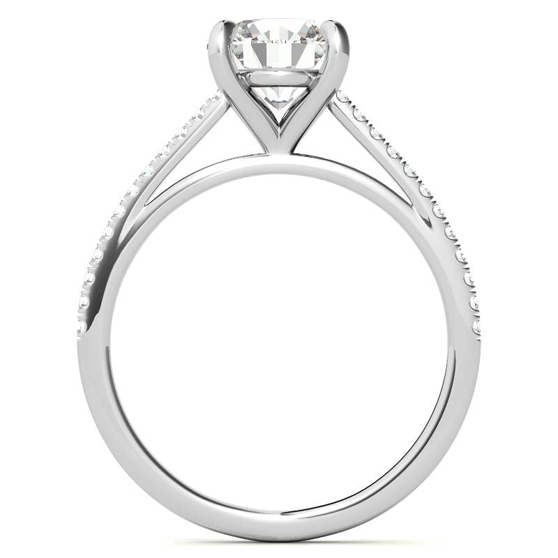 Round Petite Cathedral Moissanite Engagement Ring