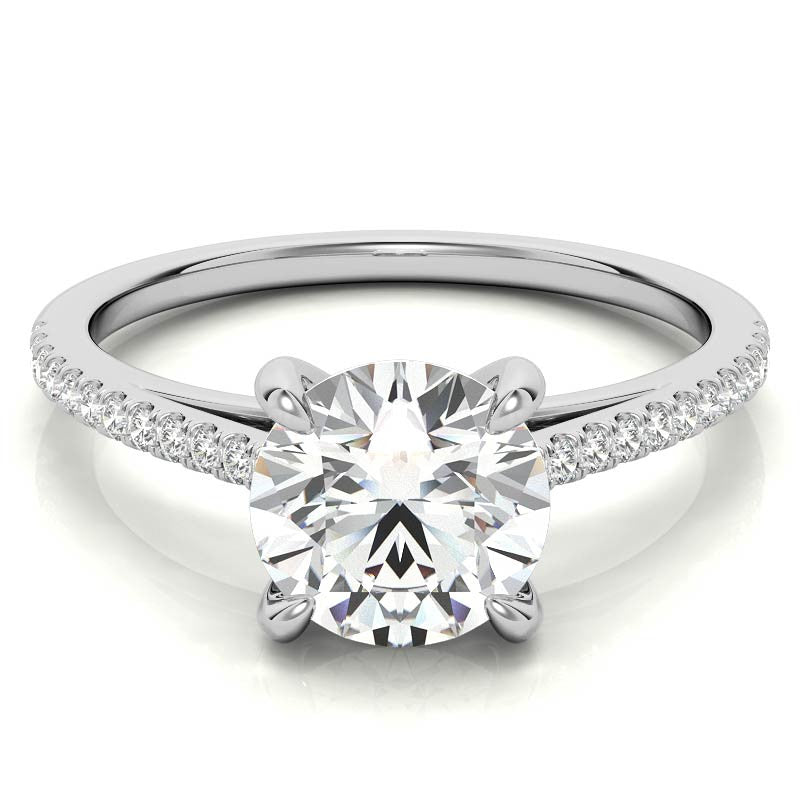 Round Petite Cathedral Moissanite Engagement Ring