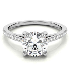 Round Petite Cathedral Moissanite Engagement Ring