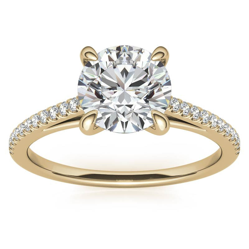 Round Petite Cathedral Moissanite Engagement Ring