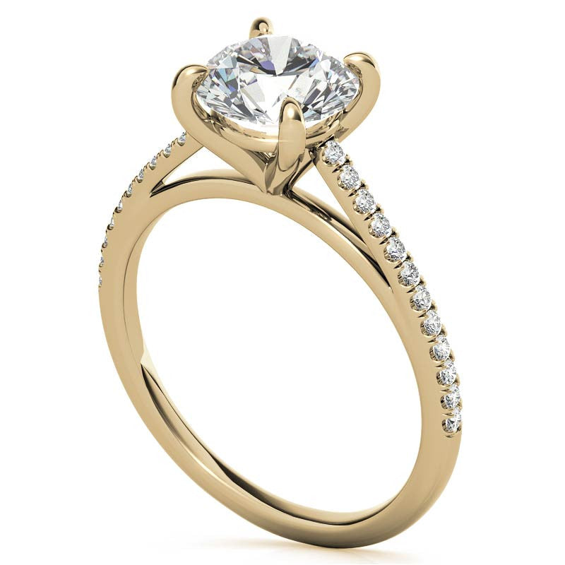 Round Petite Cathedral Moissanite Engagement Ring