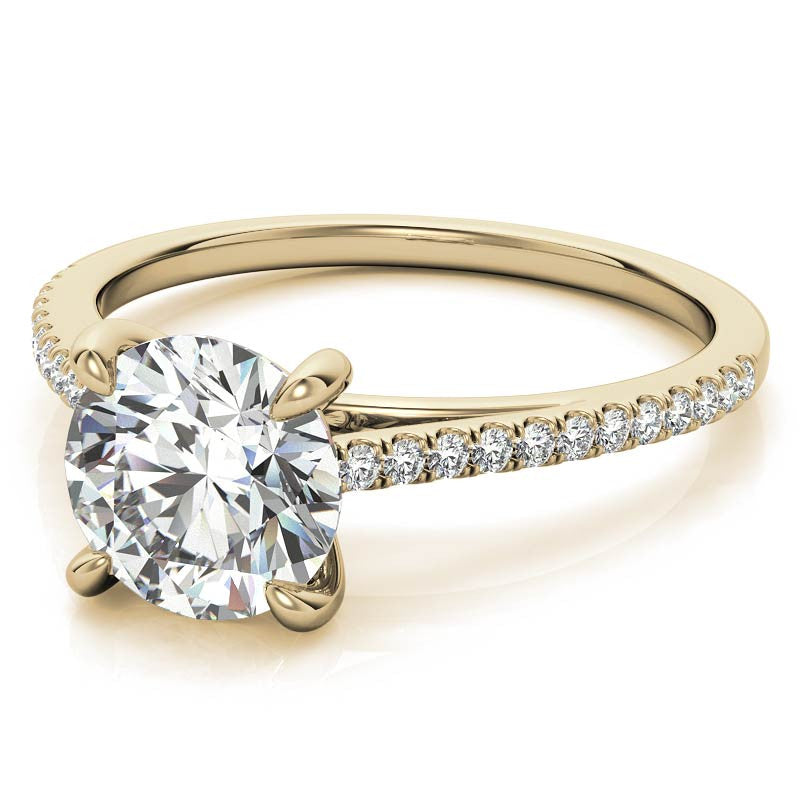 Round Petite Cathedral Moissanite Engagement Ring
