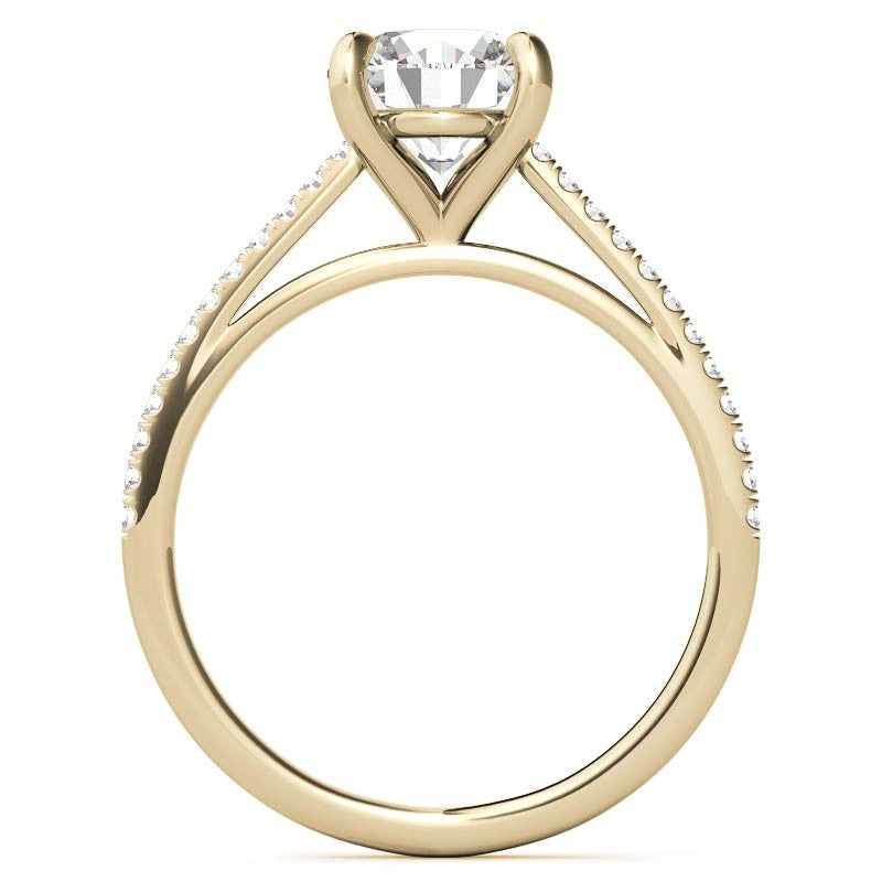 Round Petite Cathedral Moissanite Engagement Ring