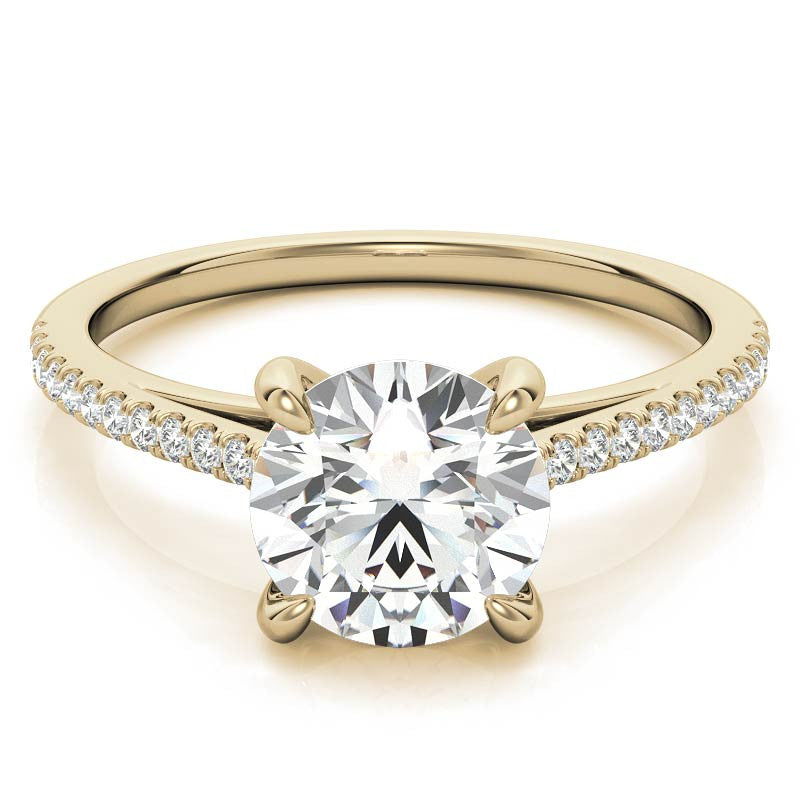Round Petite Cathedral Moissanite Engagement Ring