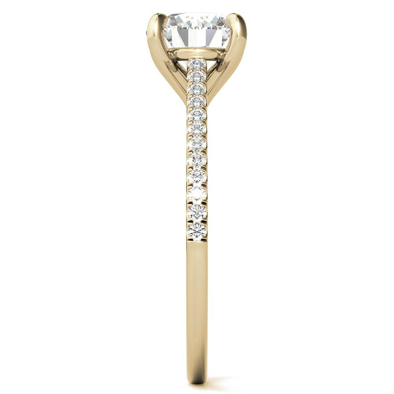 Round Petite Cathedral Moissanite Engagement Ring