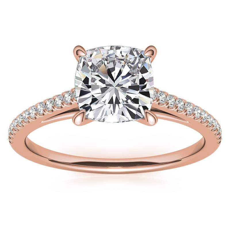 Cushion Petite Cathedral Moissanite Engagement Ring
