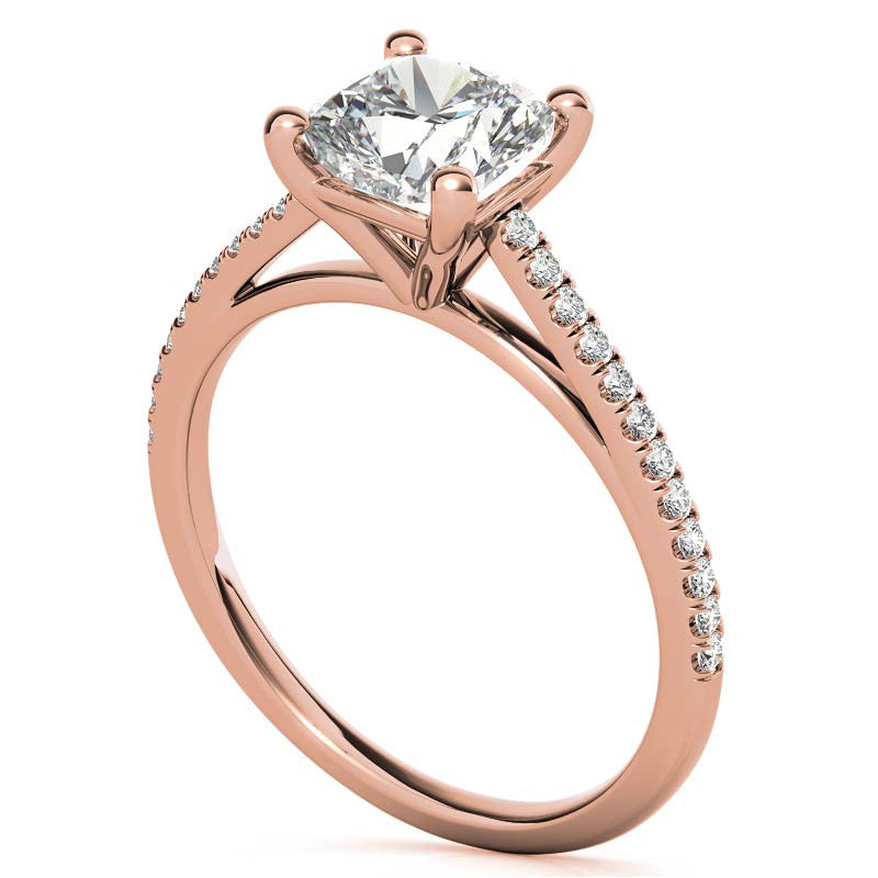 Cushion Petite Cathedral Moissanite Engagement Ring