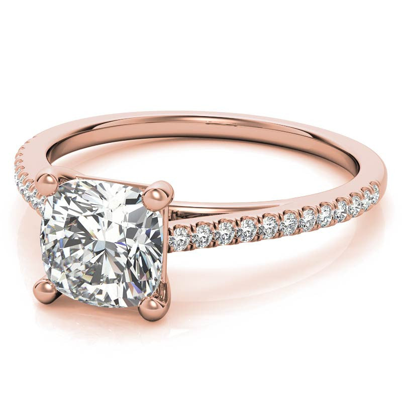 Cushion Petite Cathedral Moissanite Engagement Ring