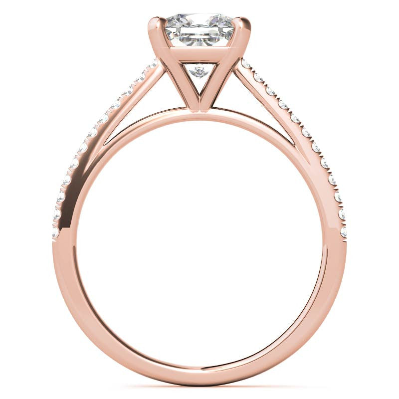 Cushion Petite Cathedral Moissanite Engagement Ring