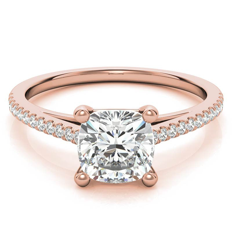 Cushion Petite Cathedral Moissanite Engagement Ring