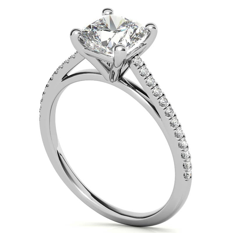 Cushion Petite Cathedral Moissanite Engagement Ring