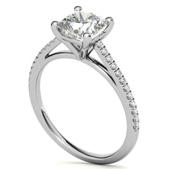 Cushion Petite Cathedral Moissanite Engagement Ring
