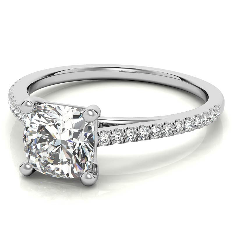 Cushion Petite Cathedral Moissanite Engagement Ring
