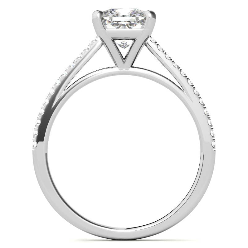 Cushion Petite Cathedral Moissanite Engagement Ring