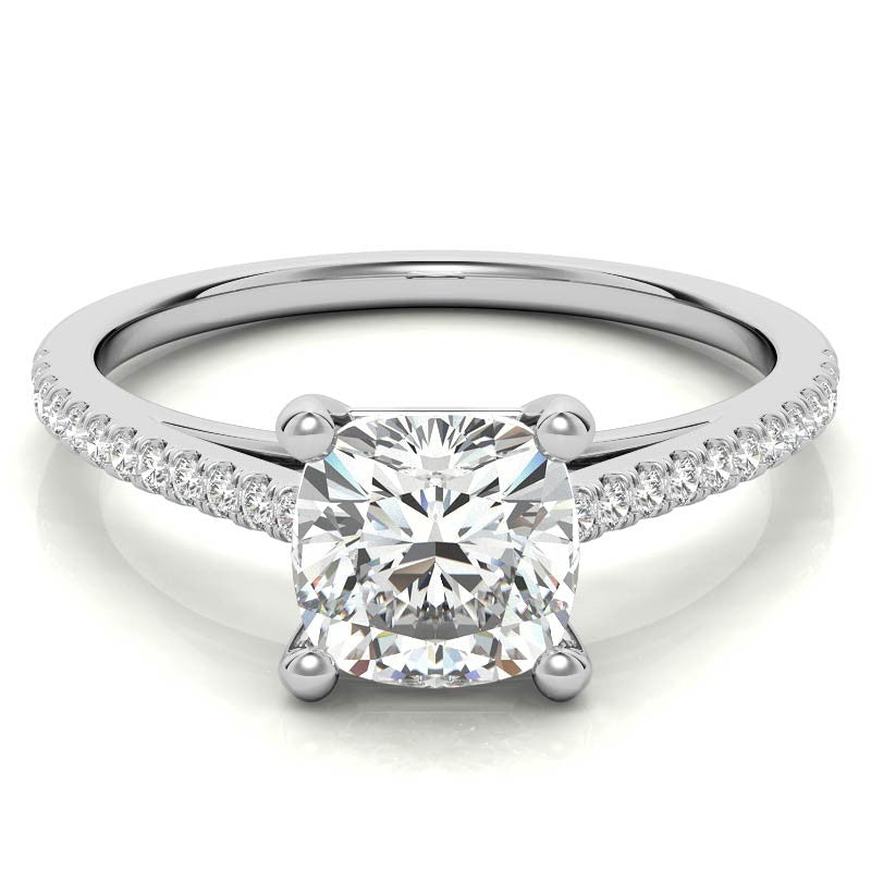 Cushion Petite Cathedral Moissanite Engagement Ring
