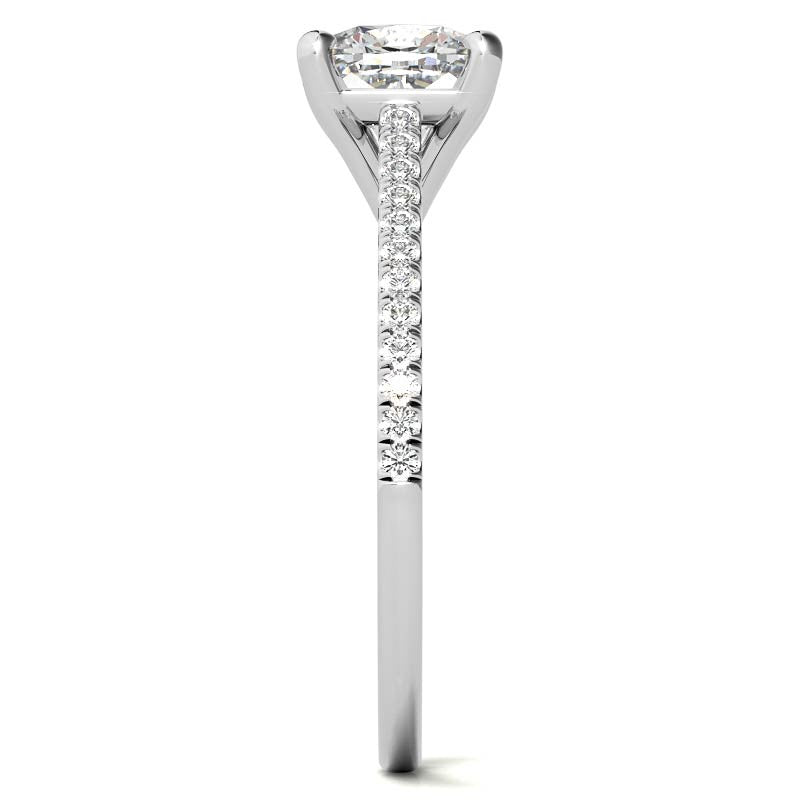 Cushion Petite Cathedral Moissanite Engagement Ring
