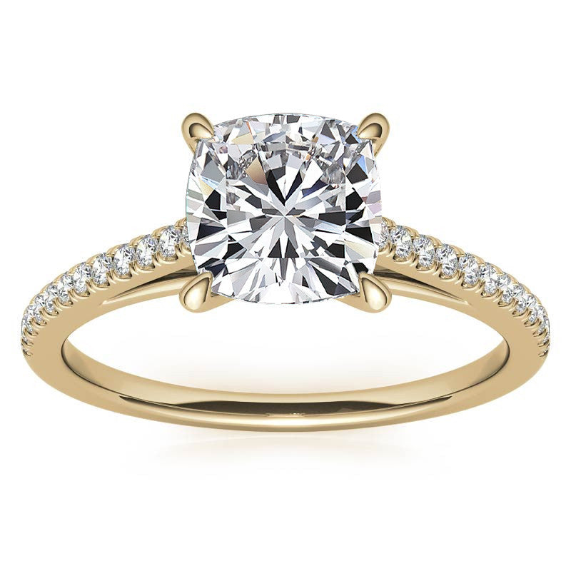 Cushion Petite Cathedral Moissanite Engagement Ring