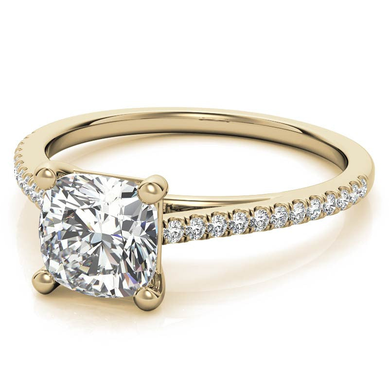 Cushion Petite Cathedral Moissanite Engagement Ring