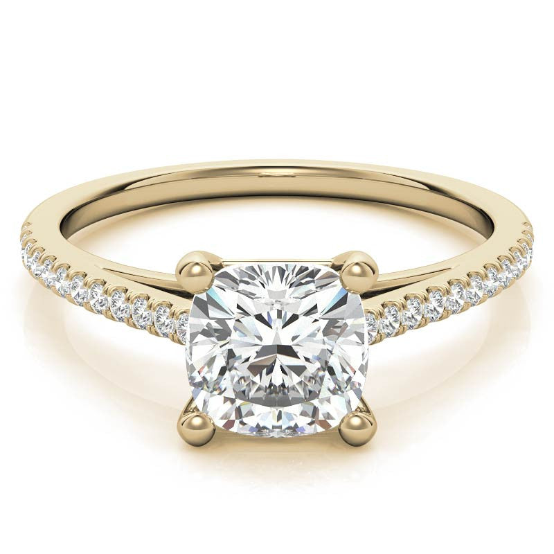 Cushion Petite Cathedral Moissanite Engagement Ring