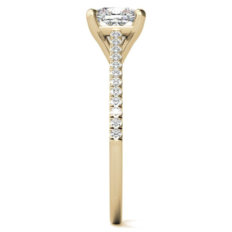 Cushion Petite Cathedral Moissanite Engagement Ring