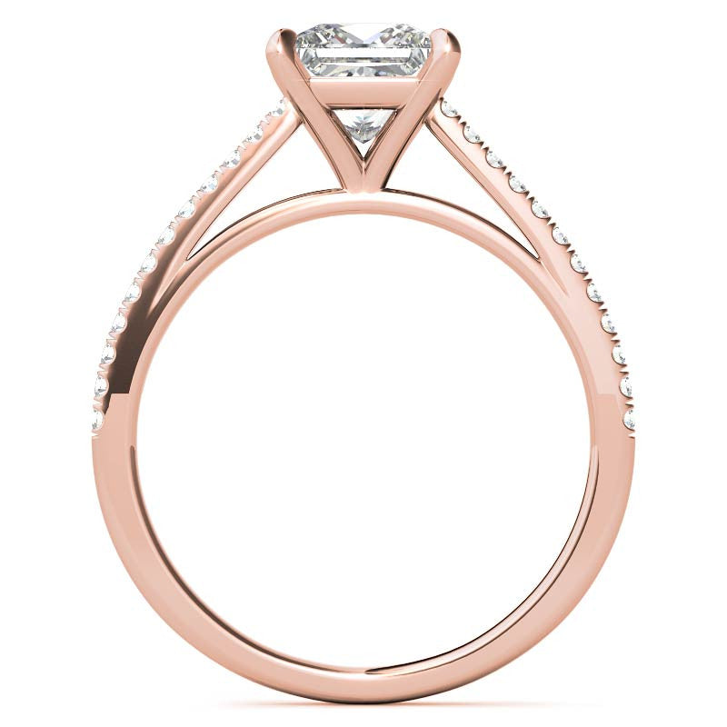 Petite Cathedral Princess cut Moissanite Engagement Ring