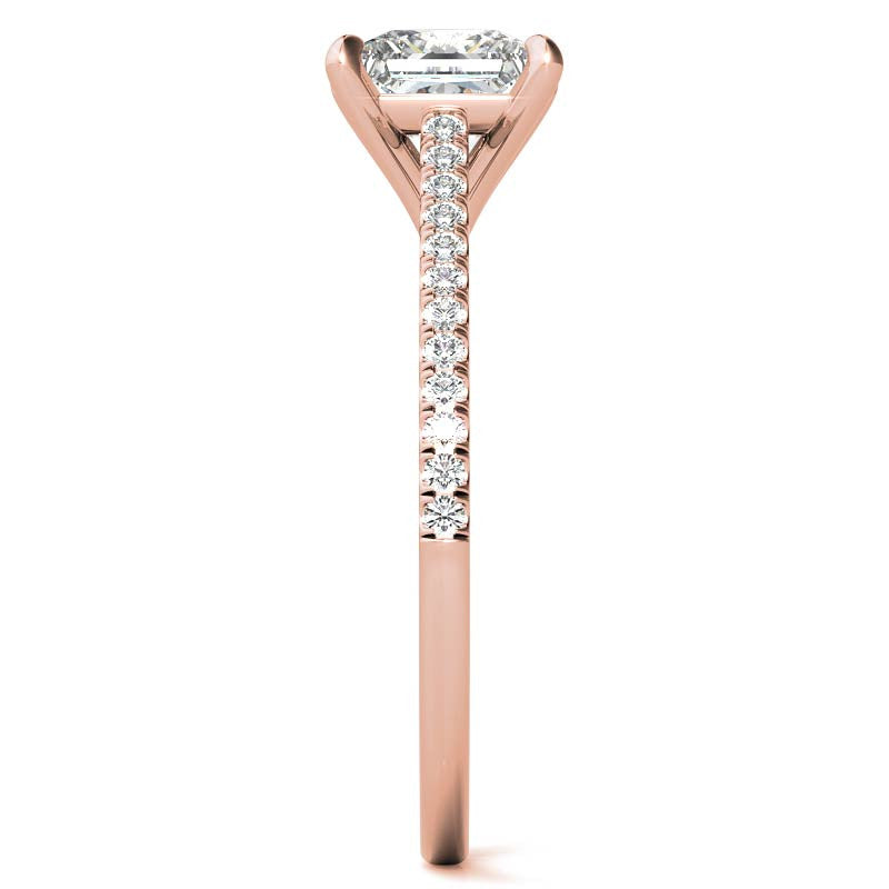 Petite Cathedral Princess cut Moissanite Engagement Ring