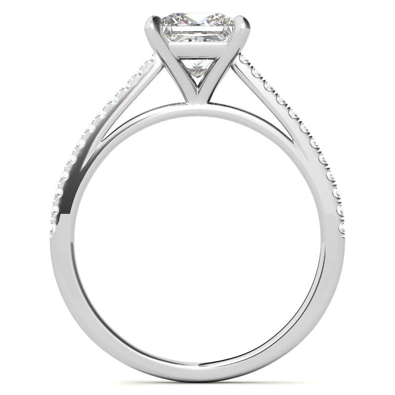 Petite Cathedral Princess cut Moissanite Engagement Ring
