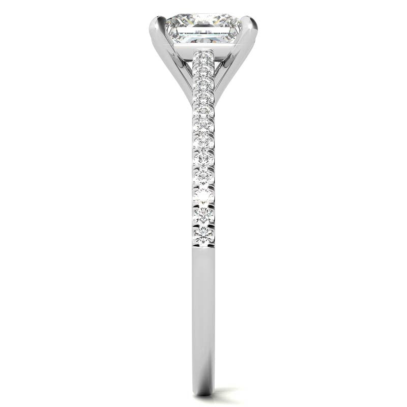 Petite Cathedral Princess cut Moissanite Engagement Ring