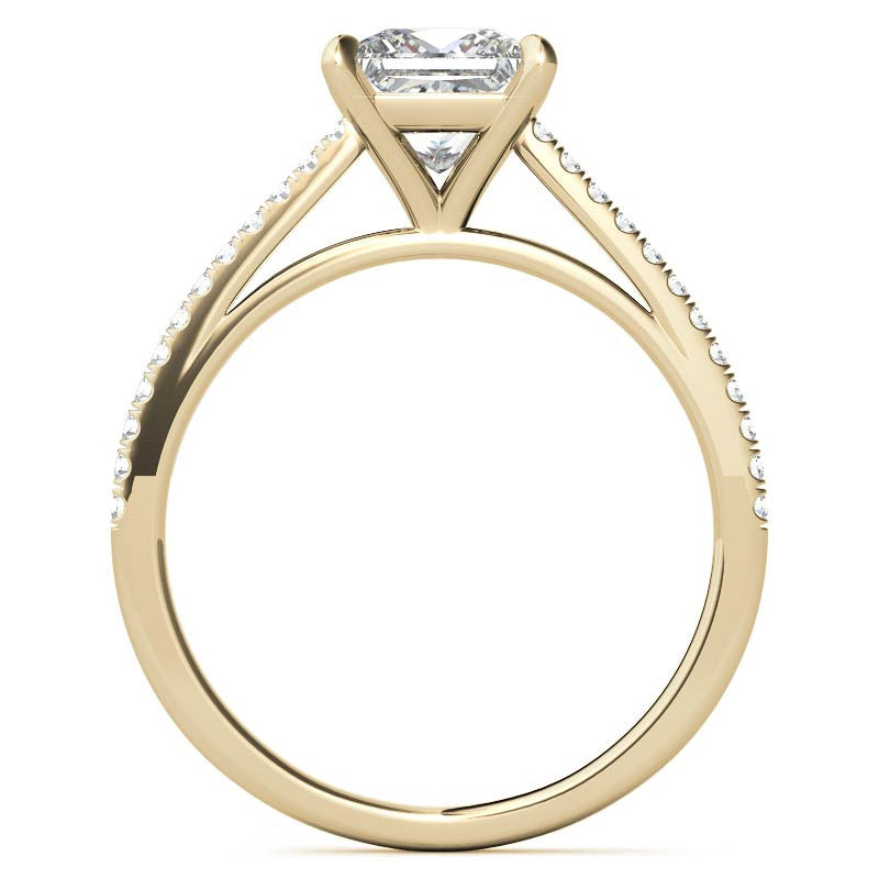 Petite Cathedral Princess cut Moissanite Engagement Ring